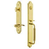 Arc Handleset with Deadbolt and Bellagio Door Lever and Rosette