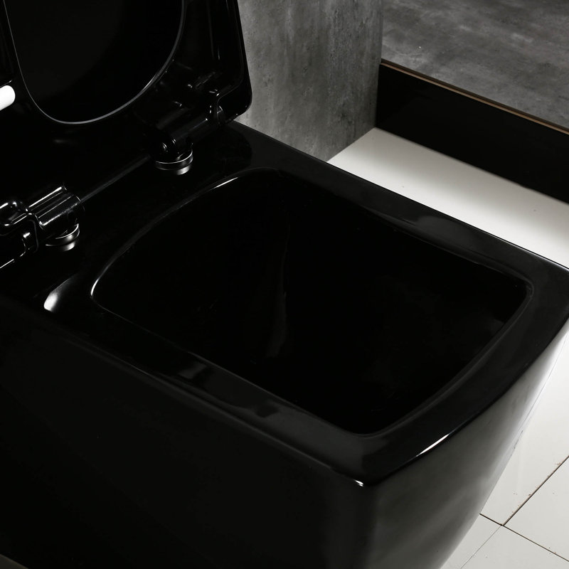 WoodBridge Flint 1.6 Gallons GPF Elongated Comfort Height Floor Mounted One-Piece Toilet (Seat Included), Black