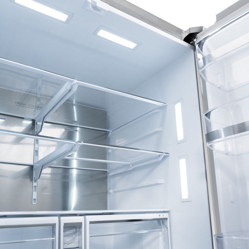 Zline 36 In. 28.9 Cu. Ft. Standard-depth French Door External Water Dispenser Refrigerator With Dual Ice Maker In Fingerprint Resistant Stainless Steel