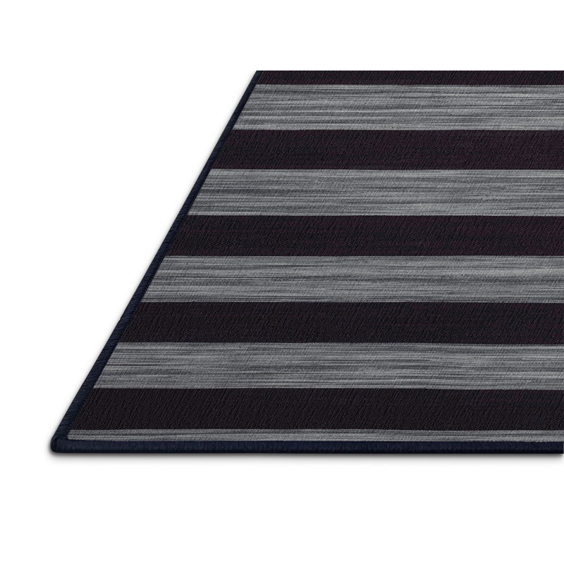 Tapis mauve à rayures horizontales lavable à la machine, Rectangulaire 7 pi x 10 pi