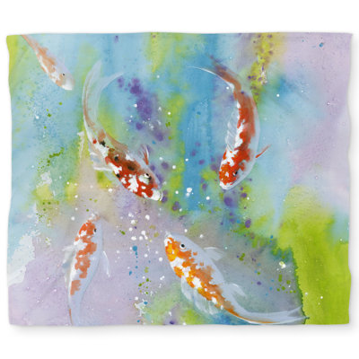 Four Koi Fish Swimming Duvet Cover | Exotic Animals Home Decor