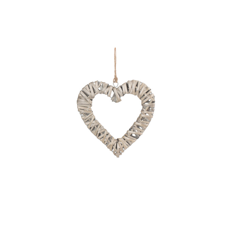 Halesowen Wicker Heart Shaped Hanging Sculpture, 20cm H x 20cm W x 1cm D