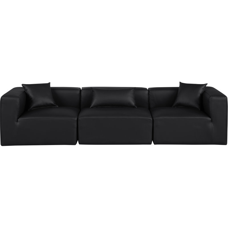 Houswerth Upholstered Sectional Reversible, Black Vegan Leather