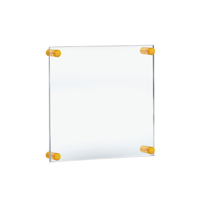 Floating Acrylic Wall Frame with Gold Stand Off Caps: 9" x 12" Graphic Size, Overall Frame Size: 13" x 16"