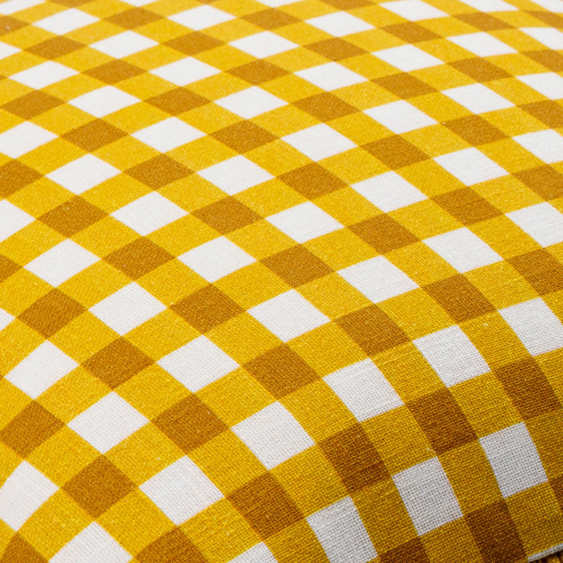 Coussin décoratif en coton Zeppelin, Housse de coussin seulement - sans insert, 22 po x 22 po, Tissu écossais jaune
