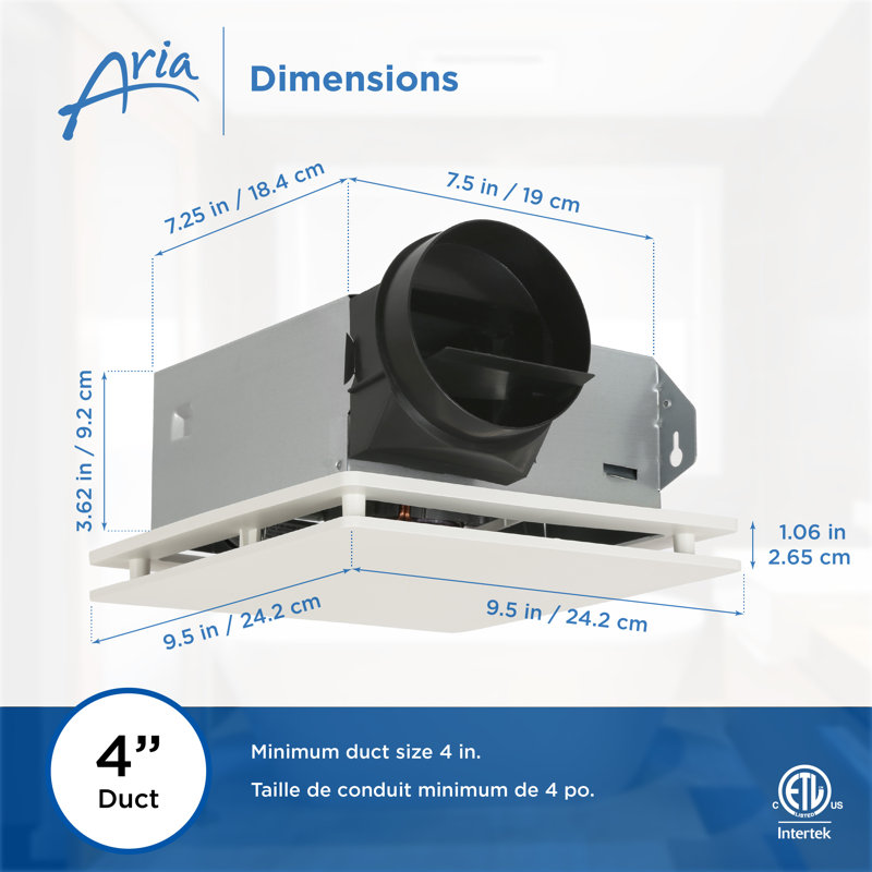Aria Bathroom Fan 70 Cfm, 3.5 Sones, Wall & Ceiling Mount Bathroom Exhaust Fan