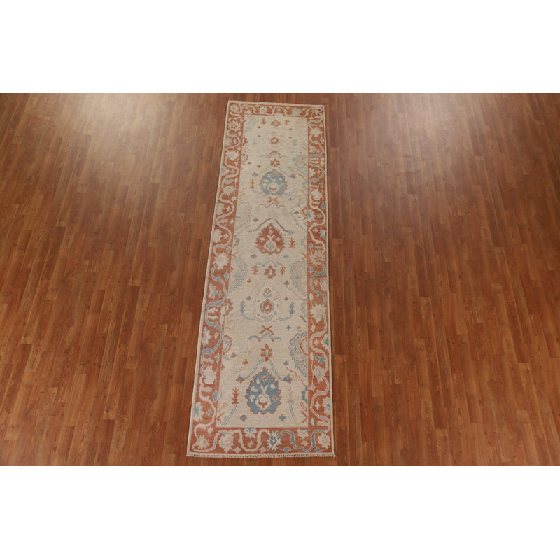Tapis de couloir unique en laine noué à la main 3 pi 1 po x 10 pi 7 po nouvel âge Oushak