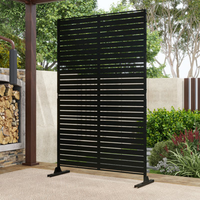 Pacifa 6.33 ft. H x 3.93 ft. W Metal Privacy Screen Panel Stripe Pattern by Pia Ricco