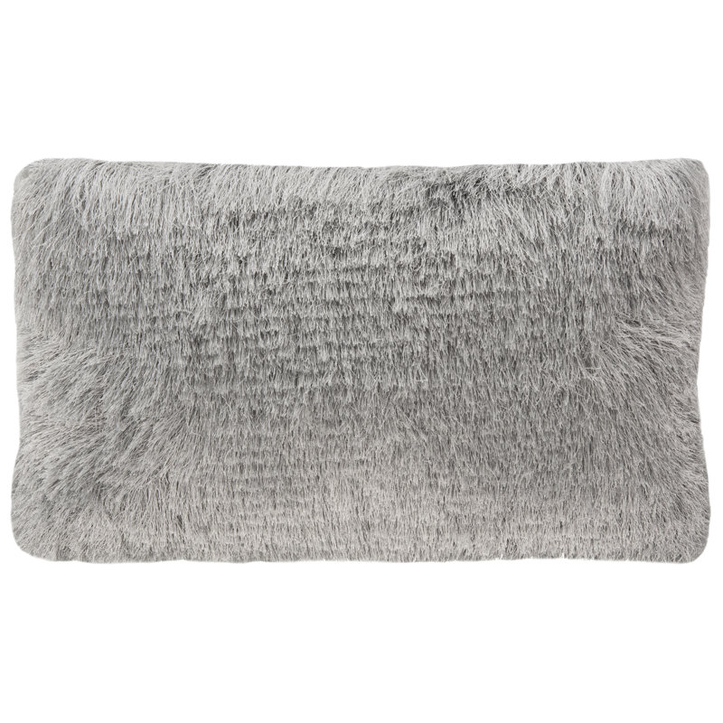 Silver Contemporary Shag Pillow with Lustrous Yarn