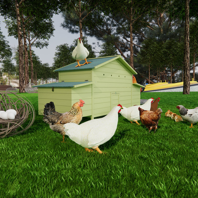11.12 Ft Chicken Coop, 2 Nesting Boxes, Good Ventilation, -Proof, -Range Doors, Perch Inside, Predator Protected Protected, Inside