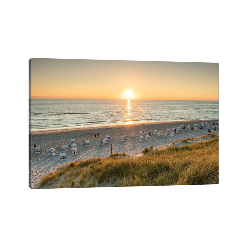 Sunset At The Rotes Kliff (Red Cliff), Sylt, Schleswig-Holstein, Germany by Jan Becke - Wrapped Canvas Print