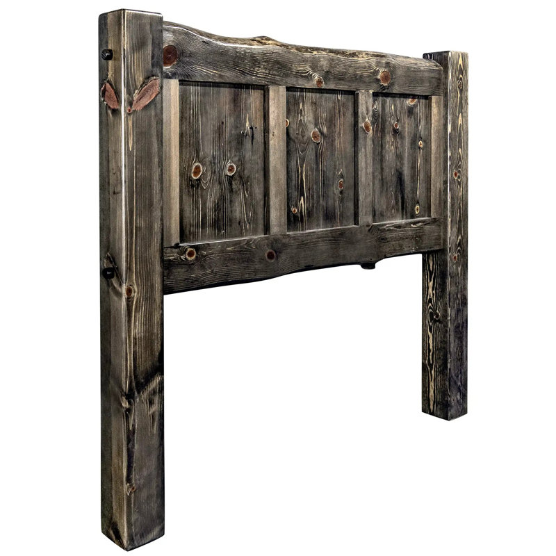 Big Sky Collection Live Edge Panel Headboard, Full w/ Jacobean Stain and Clear Lacquer Finish, Jacobean Stain/Clear Lacquer