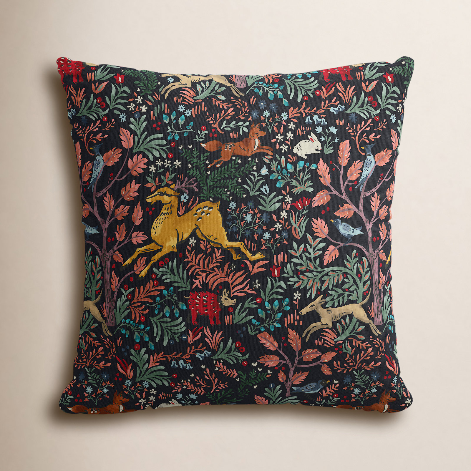 Floral Cotton Pillow Cover, 18" x 18"