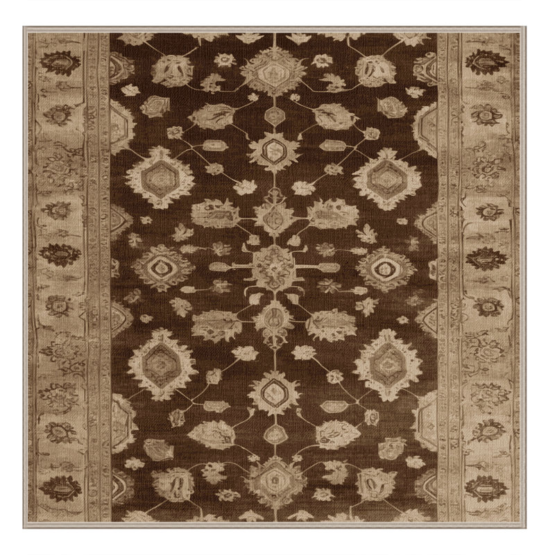 Tapis beige surteint lavable à la machine, Carré 5 pi