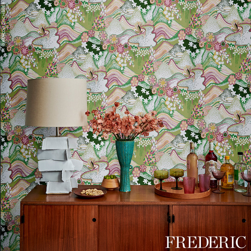 Schumacher x Clements Ribeiro Daisy Chain Wallpaper, Green/Pink