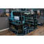 Lit mezzanine multifonctionnel en bois avec bureau moderne et rangement, bleu nuage