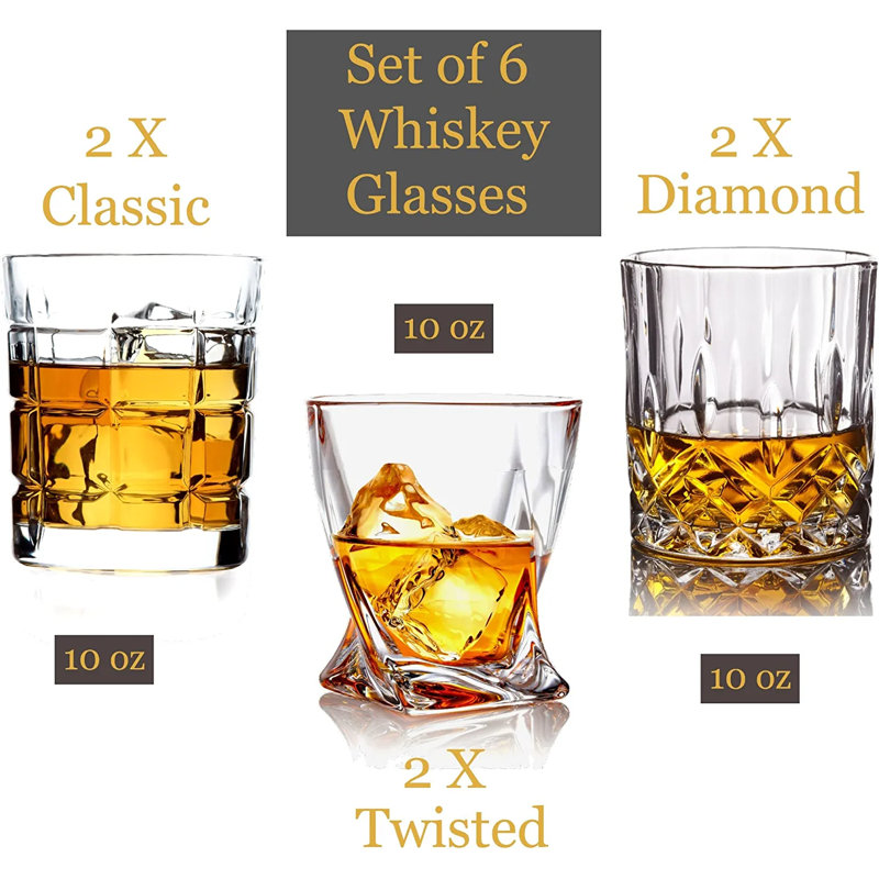 Verres à liqueur multi-styles - ensemble de 6 - 10 oz