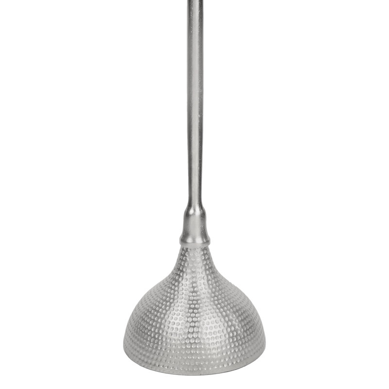 Table d'appoint Ava Contemporary 23,75 po ronde avec plateau en marbre blanc et piédestal martini en métal martelé, Nickel