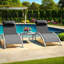 Ensemble de 3 chaises longues de piscine en aluminium Lido, 2 chaises longues de patio réglables avec table-38558536