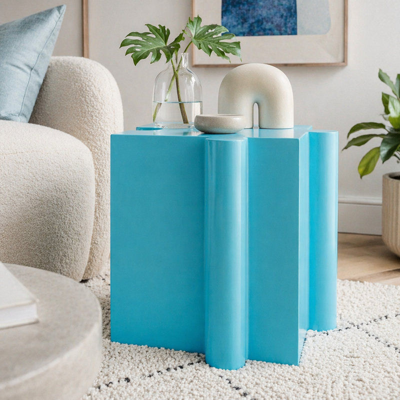 Table d'appoint Art, Bleu clair