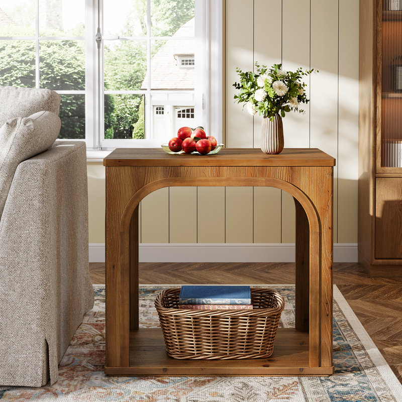 Solid Wood Pedestal End Table