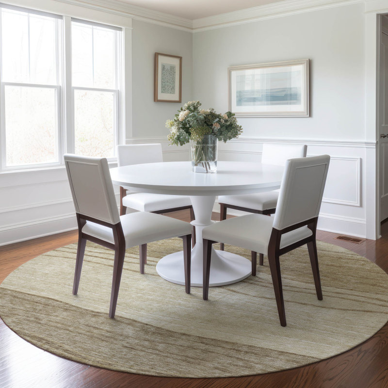 Washable Striped Indoor / Outdoor Rug, Round 8'