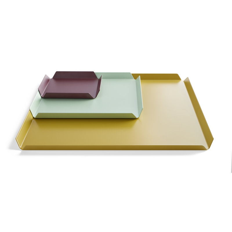 Powder Coated Steel Decorative Tray, Yellow/Green/Brown