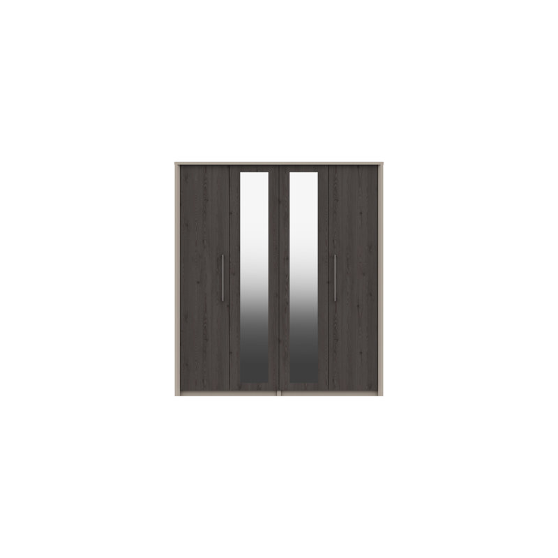 Wyman 4 Door Manufactured Wood Wardrobe, Fired Earth/Anthracite Larch