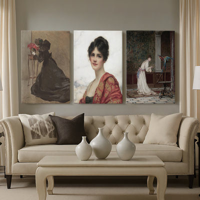 Vintage Portrait Print LXVII  -Custom Wrapped Gallery Canvas - 3 Pieces