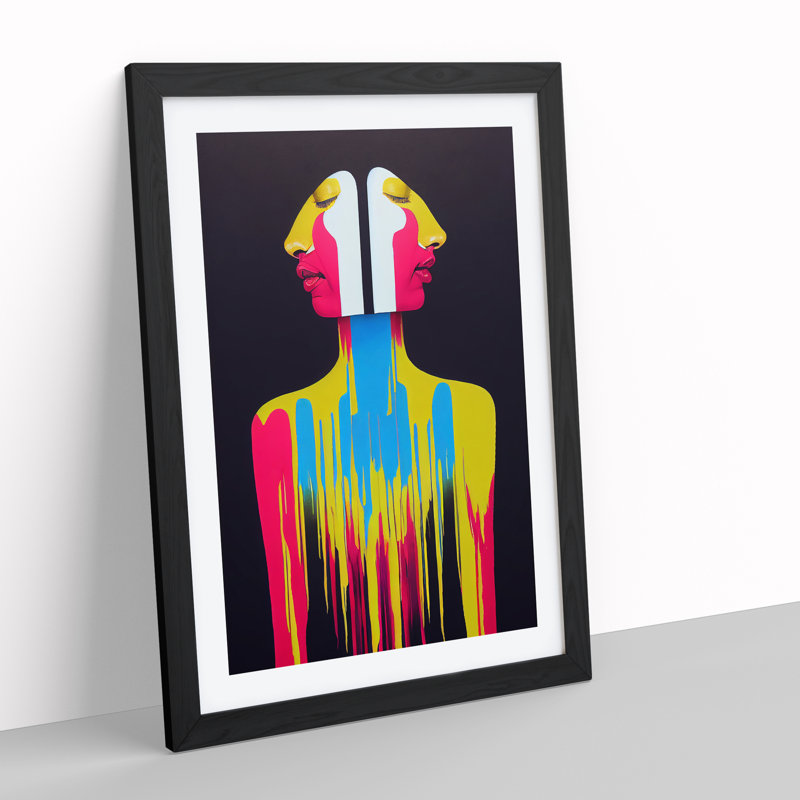 Splashed Abstract Woman No.2 - Single Picture Frame Painting, Black Framed, 64cm H x 46cm W x 2cm D