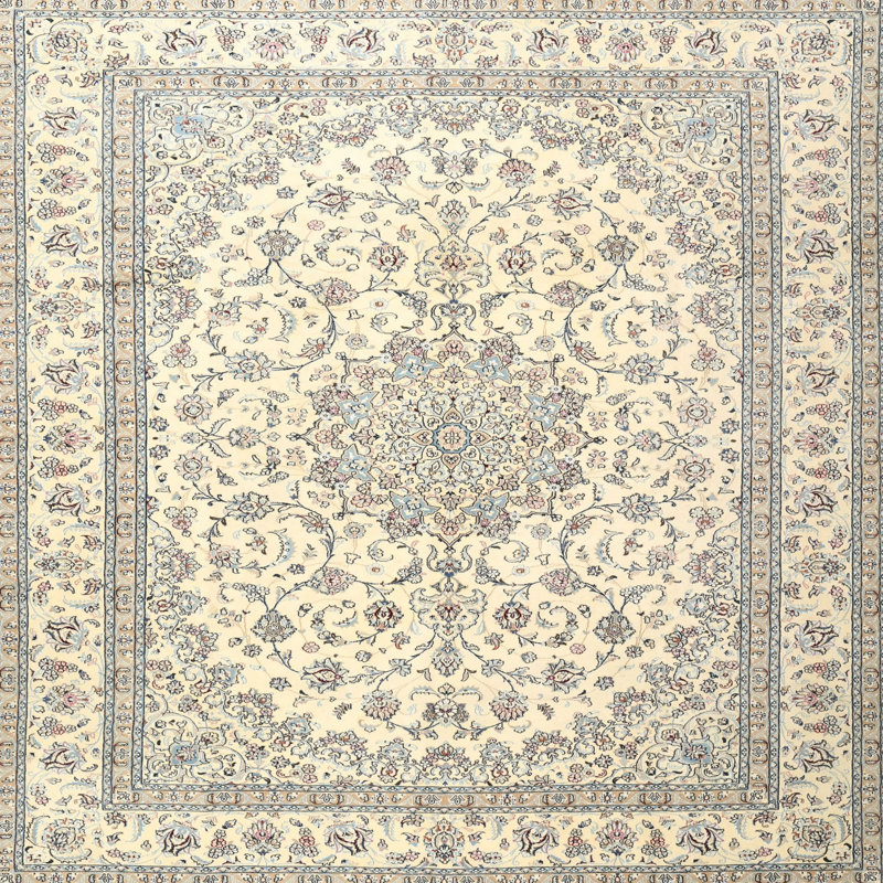 Tapis oriental en laine crème et gris, Rectangle 5 pi x 7 pi