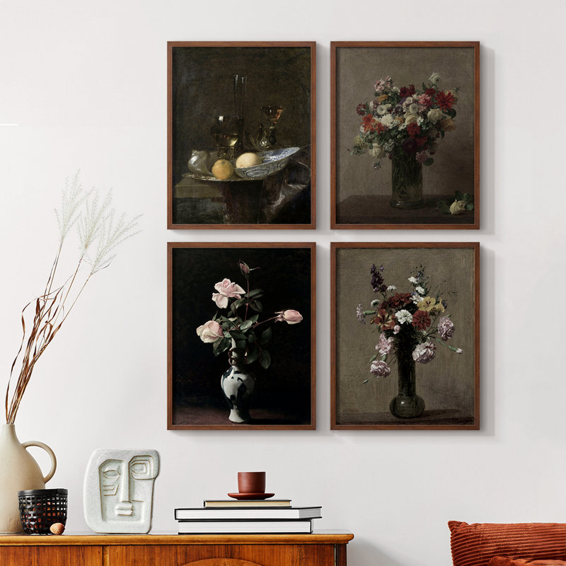 «Vintage Floral Print XLV», 4 pièces sur papier