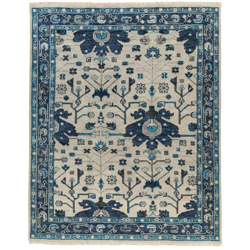 Rock My Classics Wool Oriental Area Rug in Blue/Gray/Ivory, Rectangle 3' x 5'