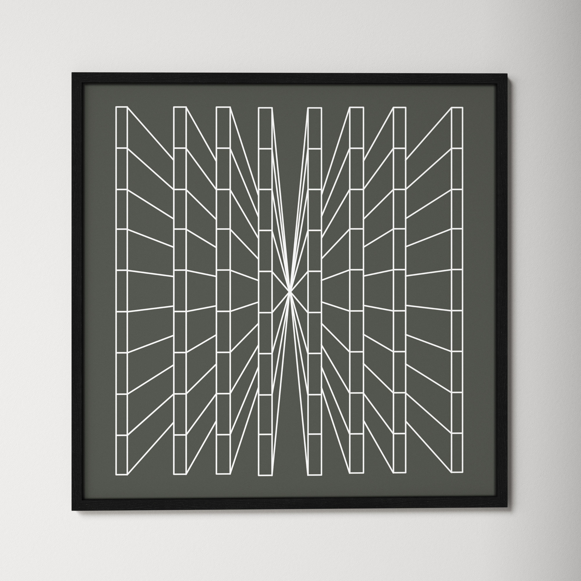 Olive Perspective by Sandi Hauanio, 27.5" H x 27.5" W x 0.75" D, Black Wood Grain