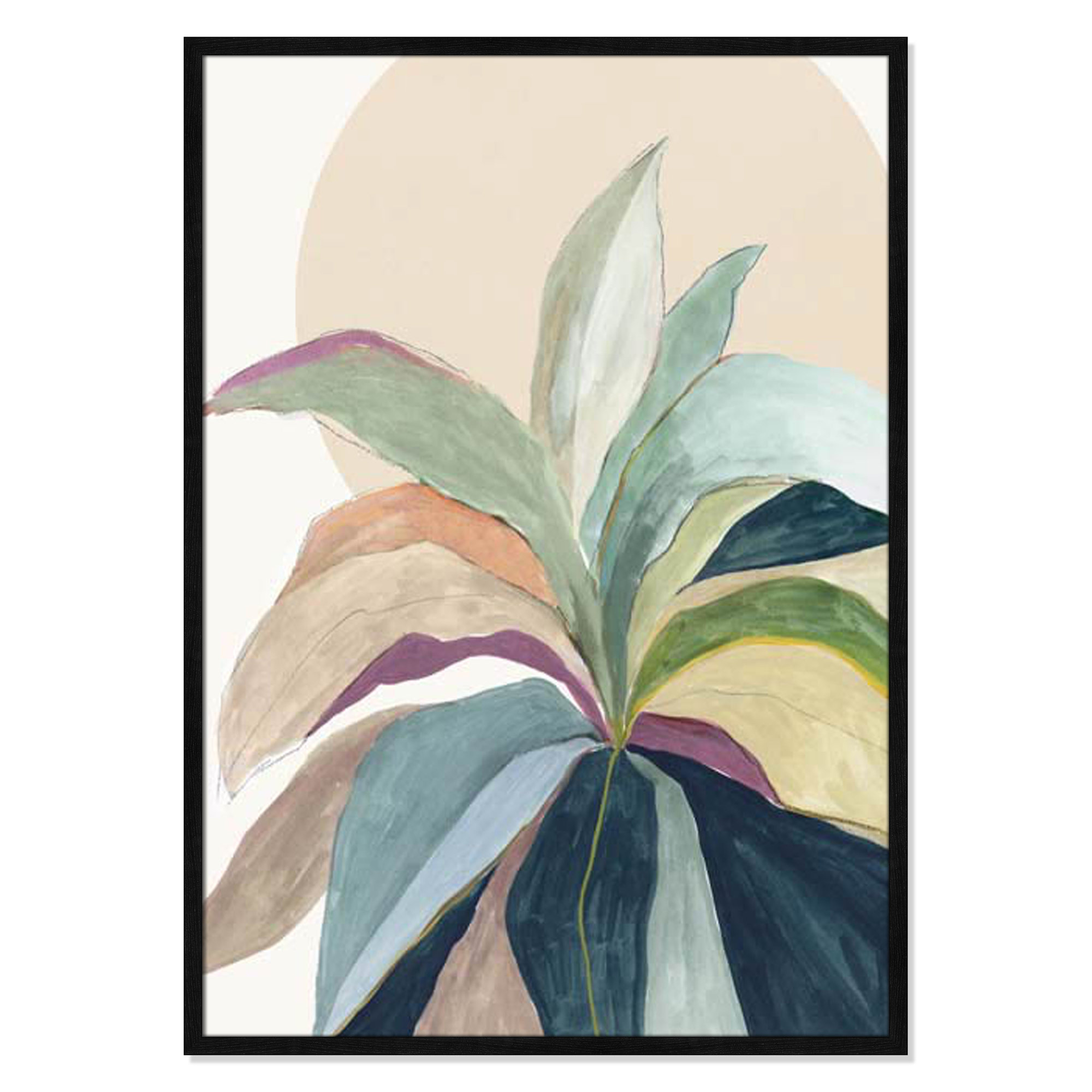 Sunny Bright Leaves II by Asia Jensen, 41.5" H x 29.5" W x 0.75" D, Black Slim Unmatted Picture Framed
