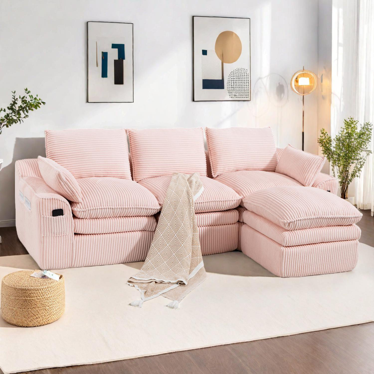 Latitude Run® L Shaped Compressed Modular Sectional Sofa with Movable ...