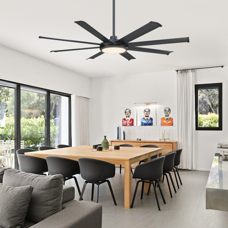Harrigan 60" / 75" 8 - Blade Modern Industrial Ceiling Fan with Dimmable LED Lights and Remote Control, 60"
