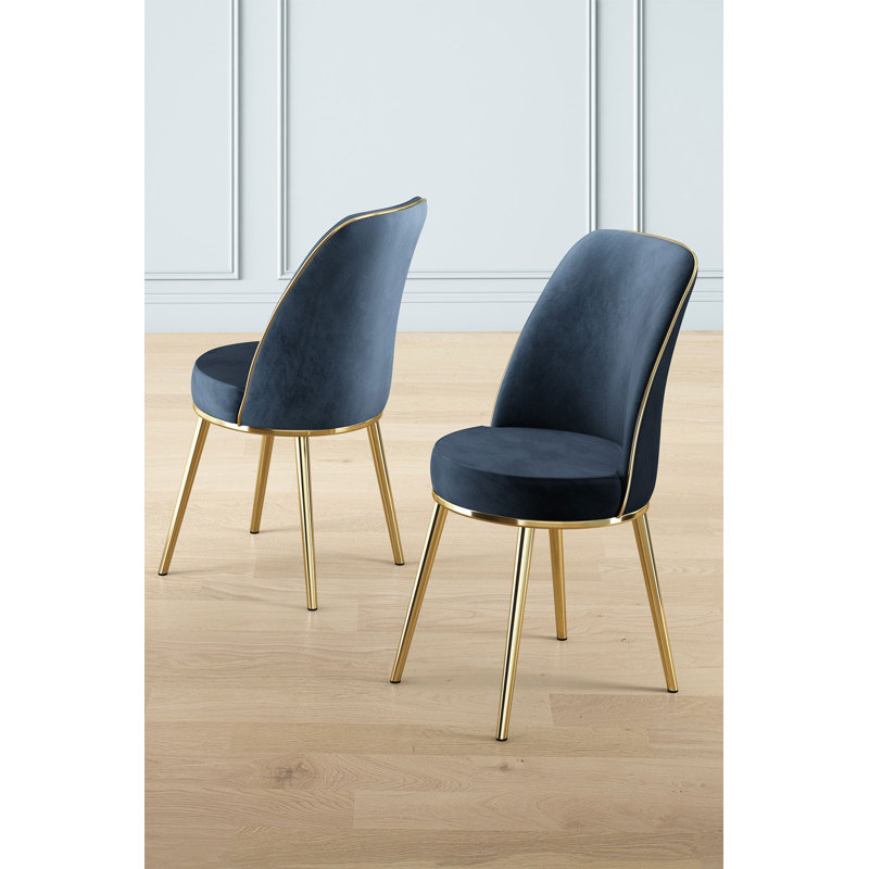 Ensemble de chaises élégantes en métal (4 pièces), anthracite et or | 17,7 po x 35,8 po x 16,5 po | Structure 100% métal, tissu BabyFace, dossier en mousse à 22 bandes et siège en mousse à 28 bandes | Design moderne et glamour pour la salle à manger et les espaces de vie