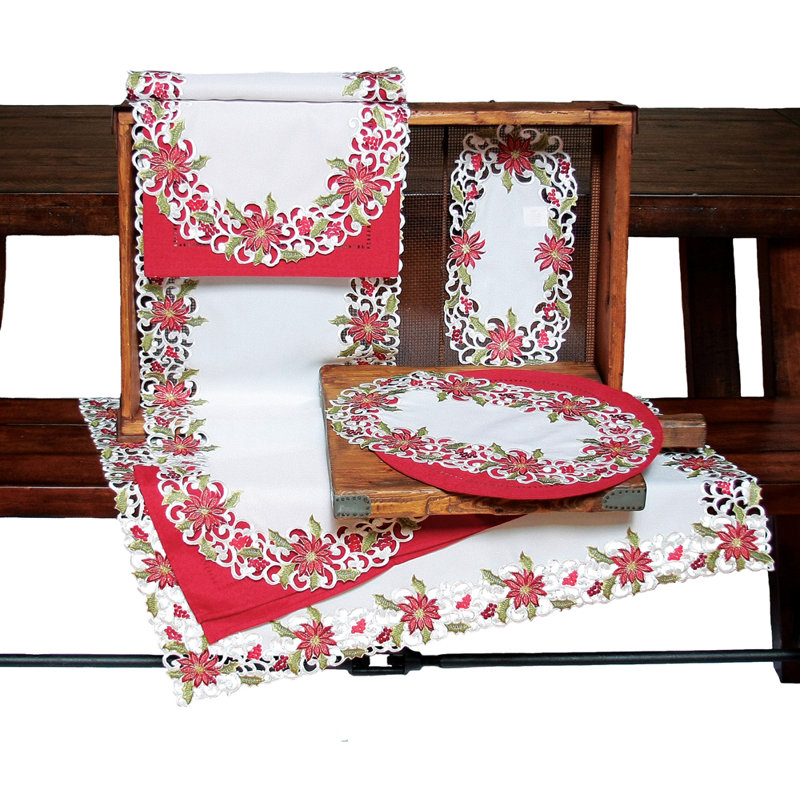 Salzman Embroidered Cutwork Tablecloth, 120" L x 70" W