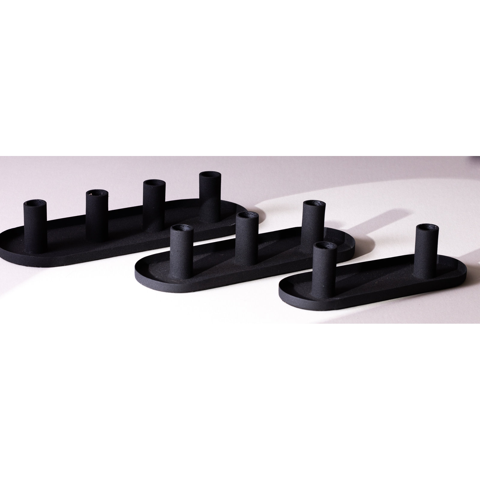 3 Piece Aluminum Tabletop Candlestick Set, Black