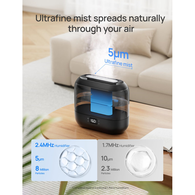 Smart Black and Clear Ultrasonic Humidifier with App Control