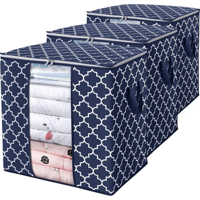 Storage Bags Large Blanket Clothes Organization And Storage Containers For Comforters,Bedding, Foldable Organizer With Reinforced Handle, Clear Window, Sturdy Zippers