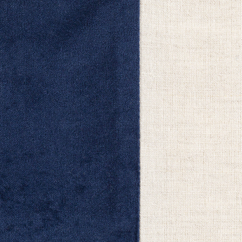 Navy and Ivory Striped Cotton Blend Square Throw Pillow