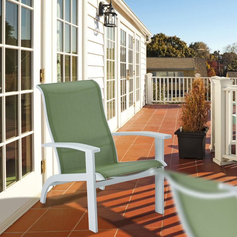 Eillet Outdoor Adirondack Chair, White, Green