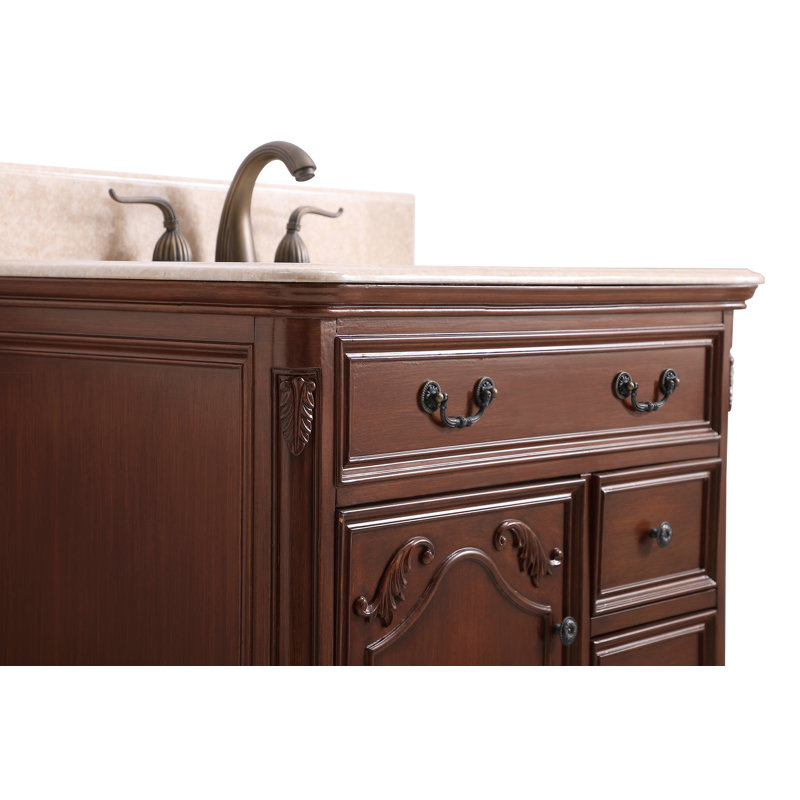 Ensemble de meuble-lavabo simple 36 po Angelique, Teck, Crème, crème