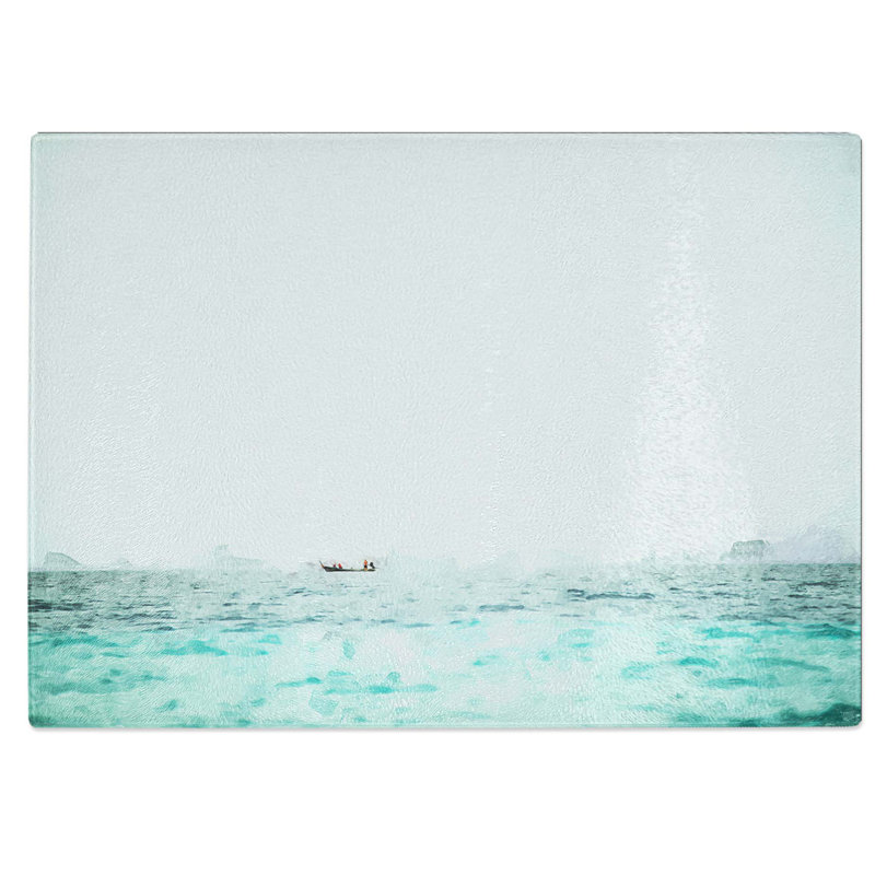 Tempered Glass Boat Ride Through Thailand Chopping Board, 39 cm W x 28.5 cm L