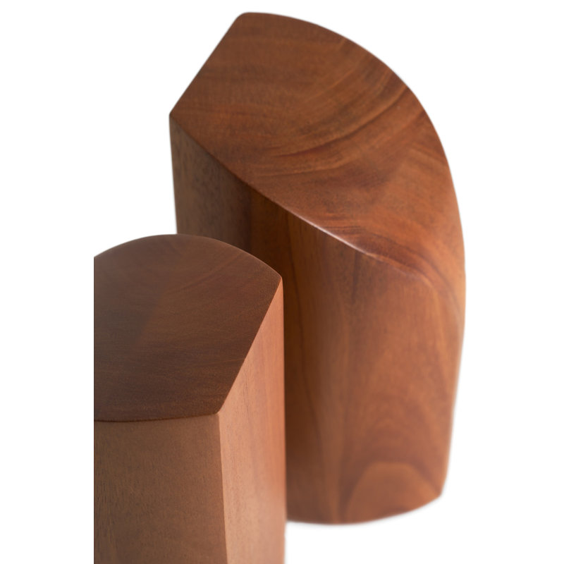Pi Solid Wood Bookends, Brown