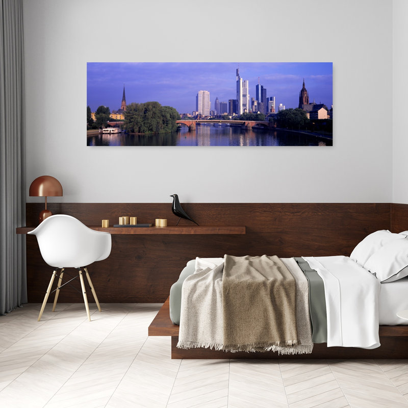 Horizon, rivière principale, Francfort, Allemagne, architecture abstraite moderne, art mural, H 60 po x l 20 po