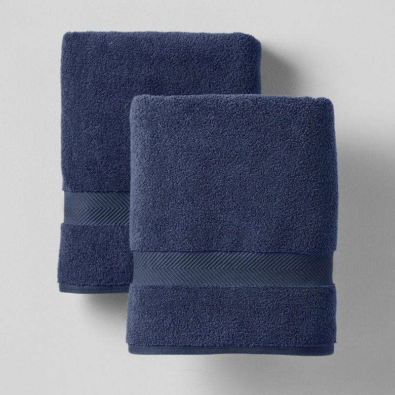 Serviette de bain en coton Rane, Bleu marine minuit