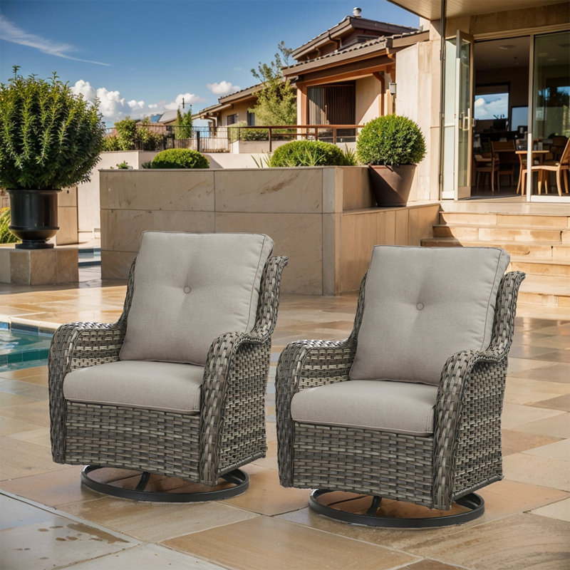 Ensemble de chaises berçantes pour l'extérieur Deb, Beige, Gris